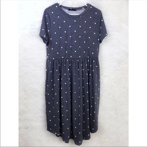 Blue White Polka Dots Summer Dress Large